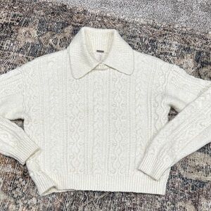 Free People Cream Cable Knit Sweater